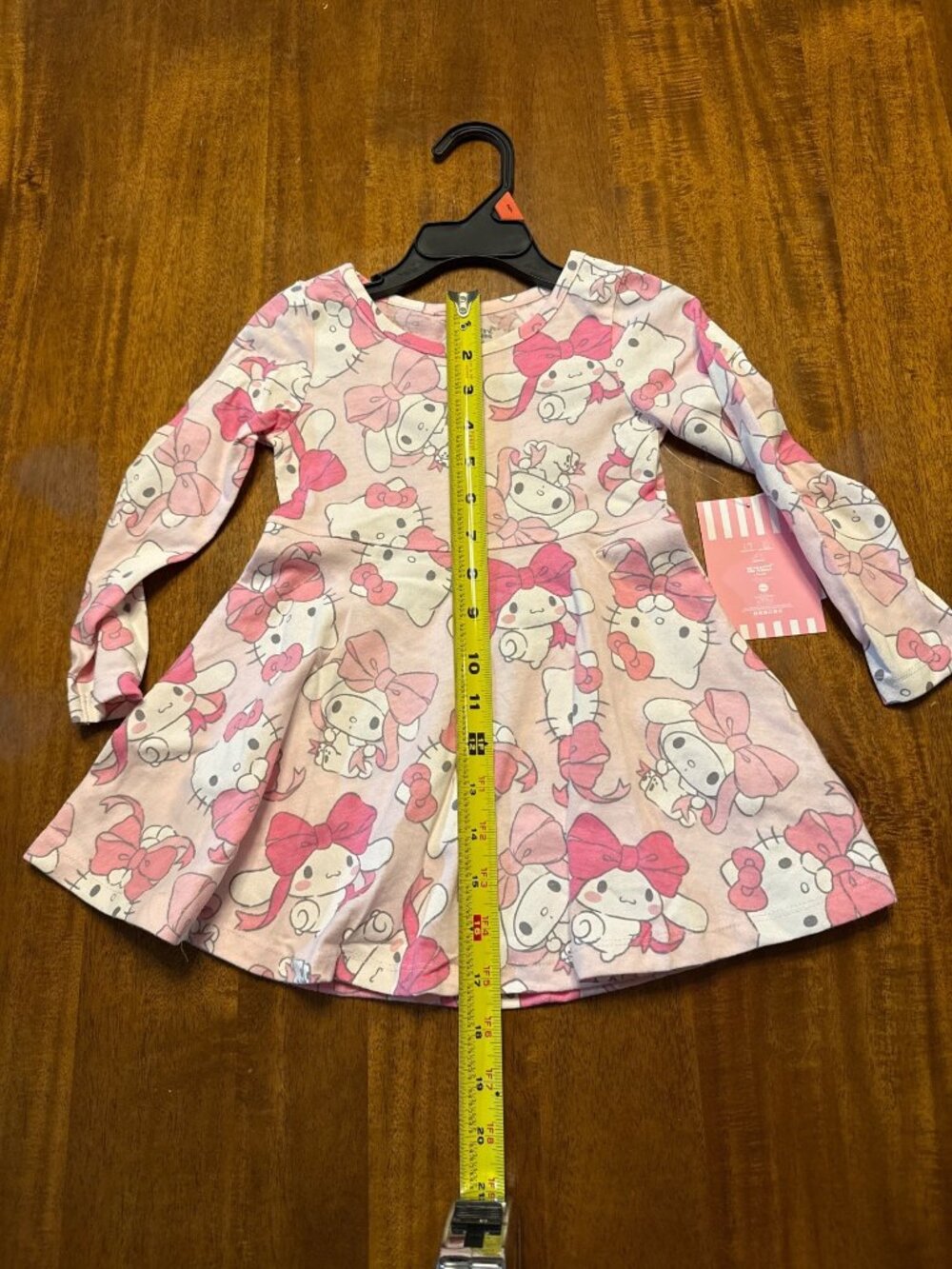 Hello Kitty Toddler Girls Pink Long Sleeve Dress 2T 60% Cotton 40% Polyester Mad - Picture 3 of 7
